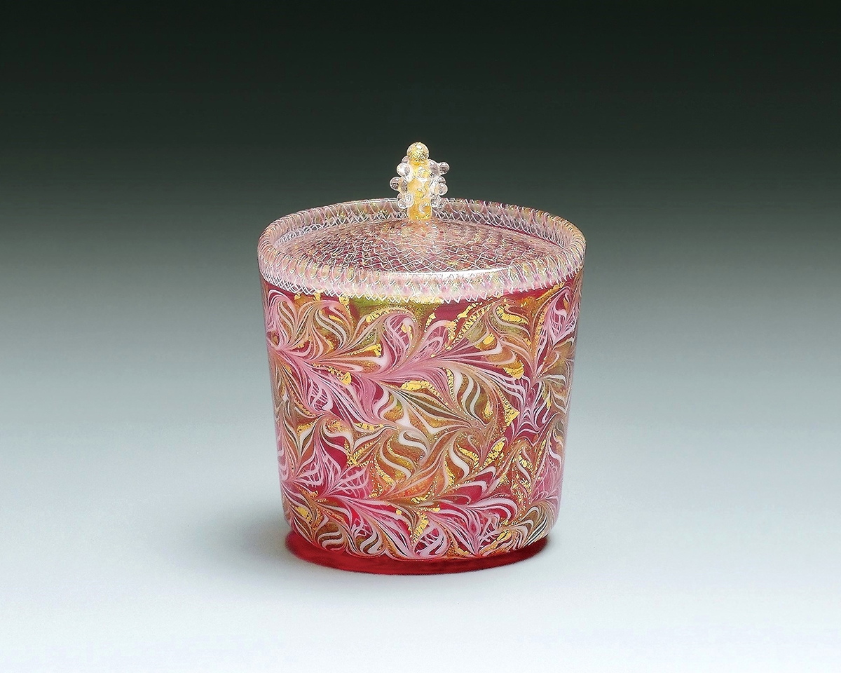 箔マーブル文蓋物 径5.7  高7.0 cm