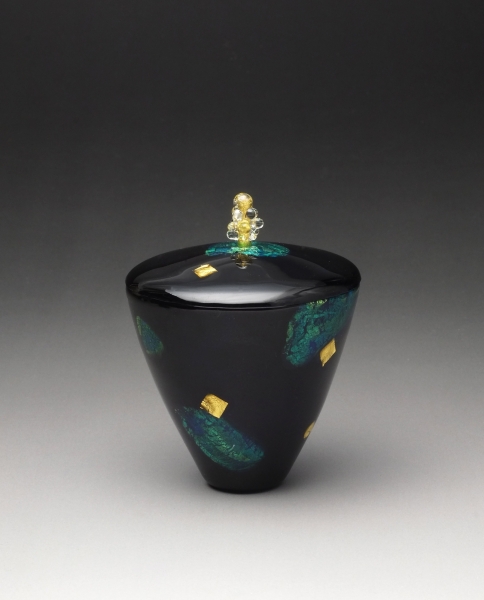 ｢金箔二層挿み斑文蓋物｣ 直径6.0㎝×高さ7.7㎝