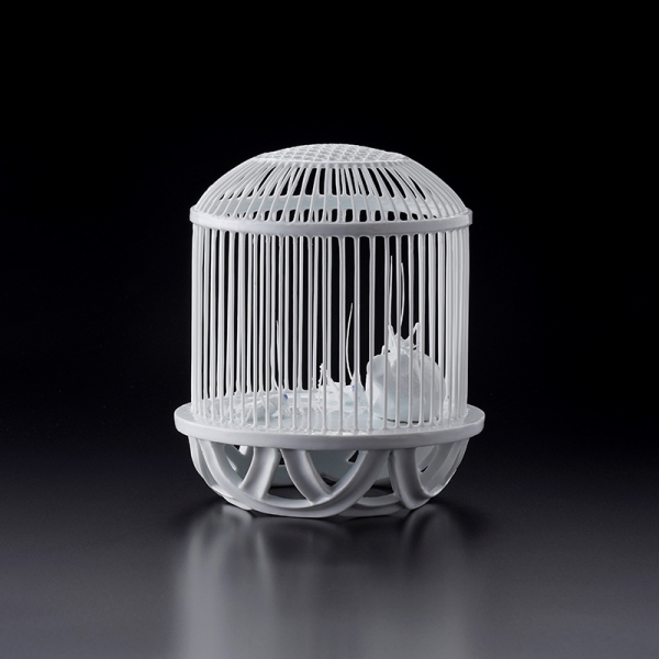 白磁細工「虫かご」/径.18.0 高.21.0 cm