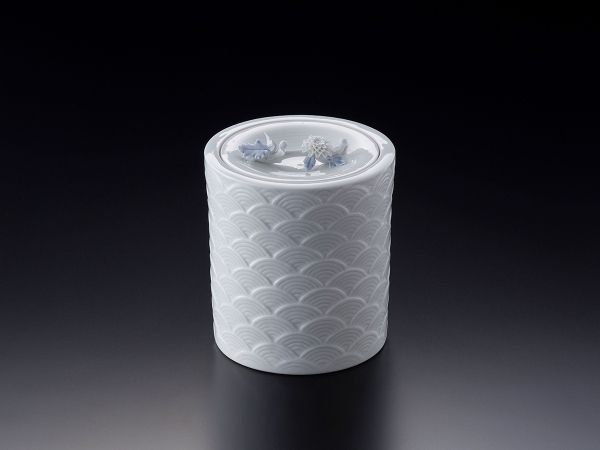  今村均　菊摘青海波水指 <br>径.15.1  高.17.4 cm