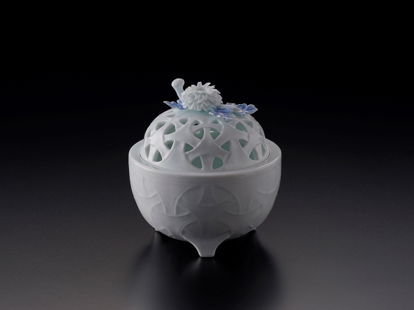  今村均　菊置きこまつなぎ香炉  <br>径.10.4  高.11.0 cm